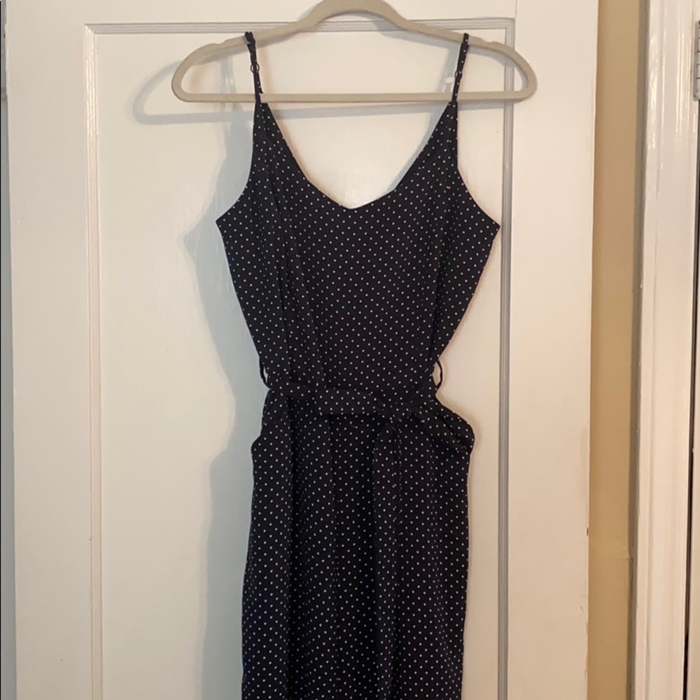 Black polka dot romper